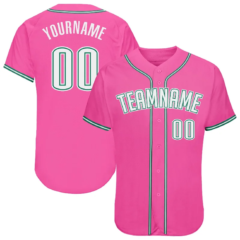 Baseball Jerseys For Alumni Teams-Custom Pink White-Kelly Green Authentic Baseball Jersey