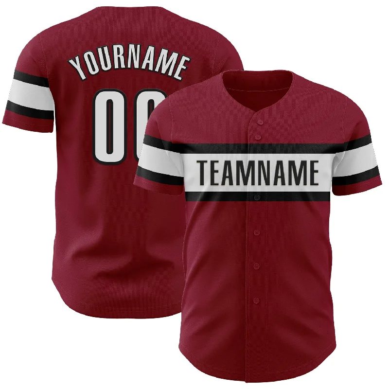 Custom Baseball Jerseys For Major League Teams-Custom Crimson White-Black Authentic Baseball Jersey