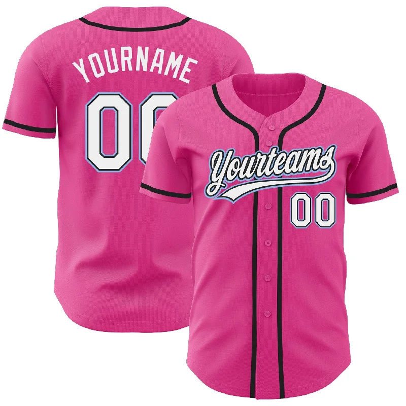 Baseball Jerseys With Player Names & Numbers-Custom Pink White Black-Light Blue Authentic Baseball Jersey