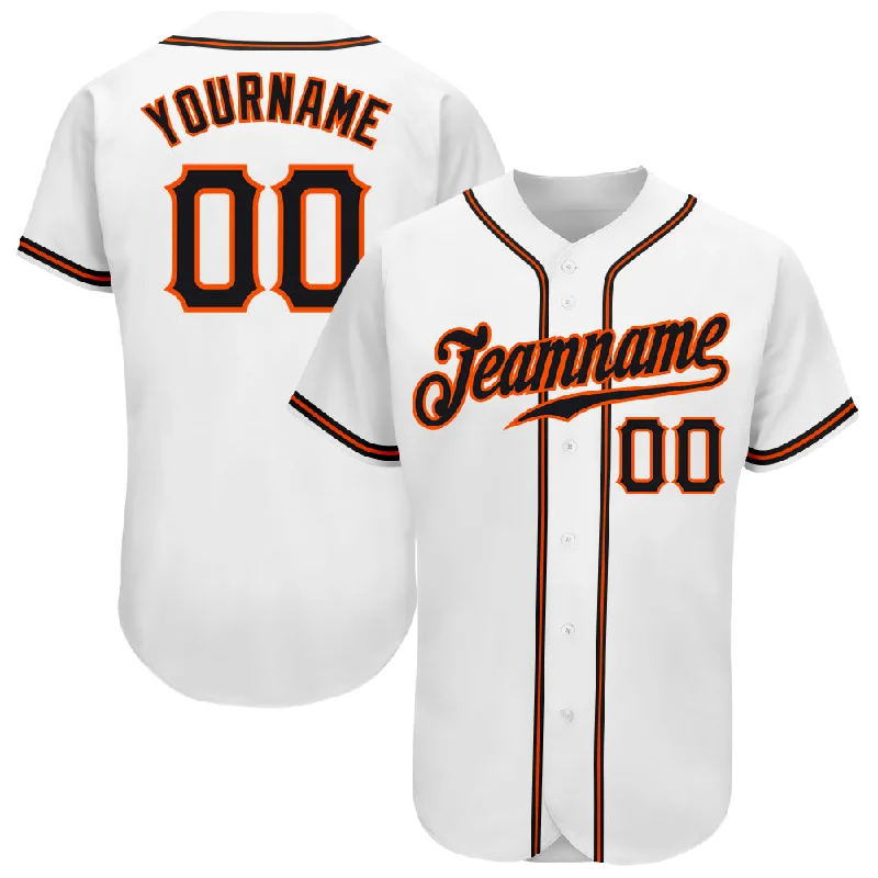 Custom Baseball Jerseys With Team Names-Custom White Black-Orange Authentic Baseball Jersey