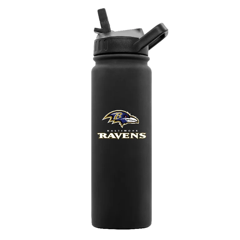 Personalized Team Mugs For Special Sponsors-Baltimore Ravens 24oz Black Soft Touch Bottle