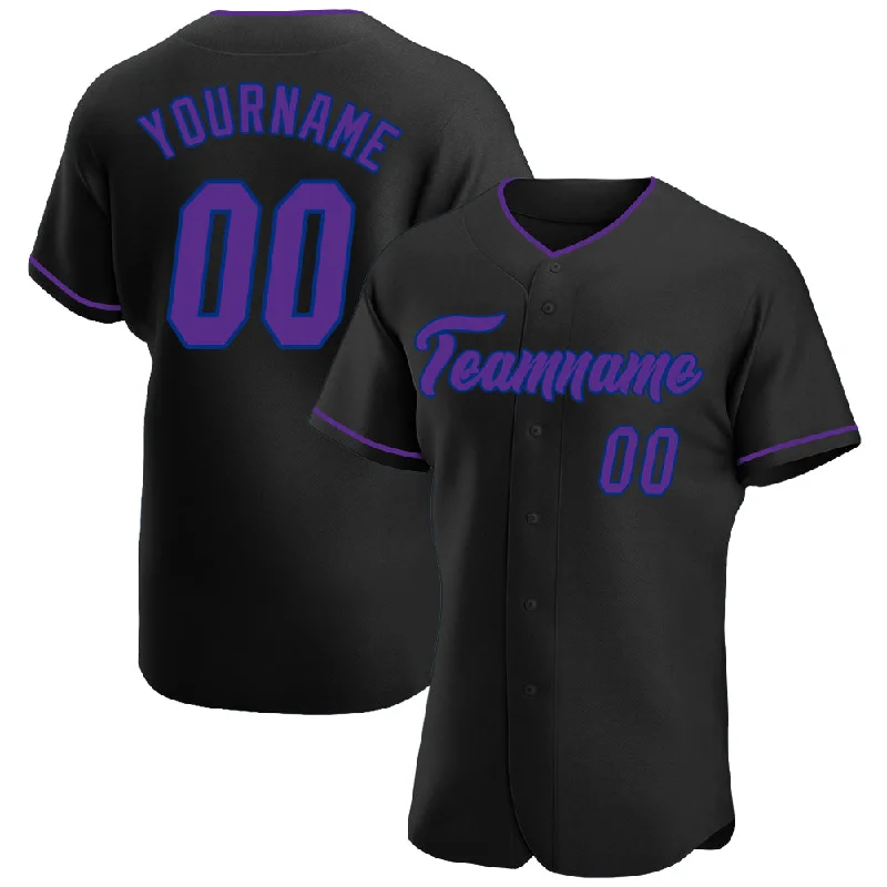 Baseball Jerseys With Custom Fonts & Numbers-Custom Black Purple-Royal Authentic Baseball Jersey