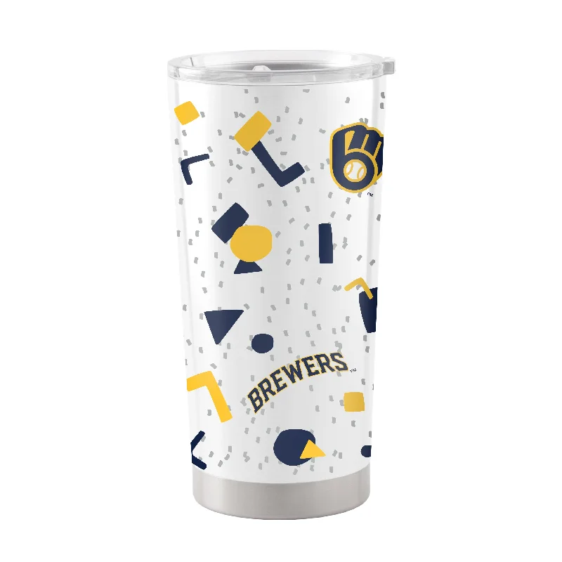 Personalized Team Mugs For Alumni-Milwaukee Brewers 20oz Flashback Stainless Steel Tumbler