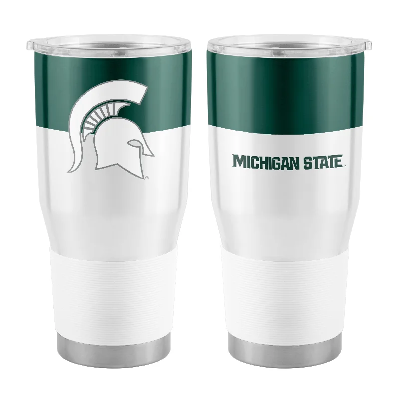 Custom Ceramic Team Mugs-Michigan State 30oz Colorblock Stainless Steel Tumbler