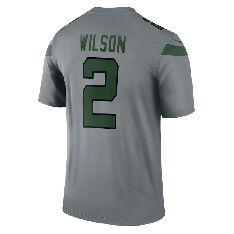 Rugby Jerseys With Custom Size Charts-NY.Jets #2 Zach Wilson Gray Inverted Legend Jersey Stitched American Football Jerseys