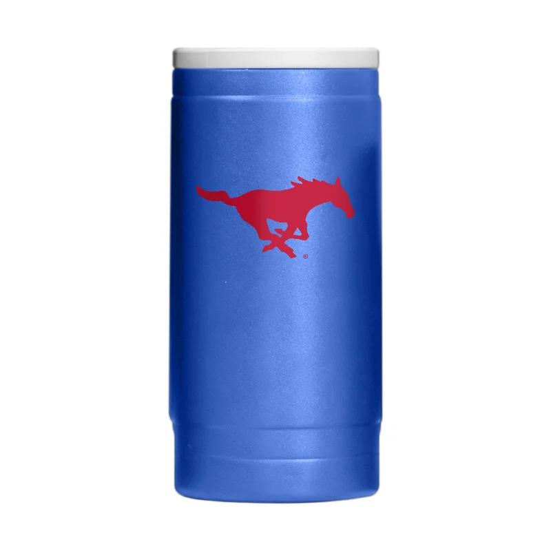 Personalized Team Mugs For School Spirit Days-Southern Methodist 12oz Flipside Powder Coat Slim Can Coolie