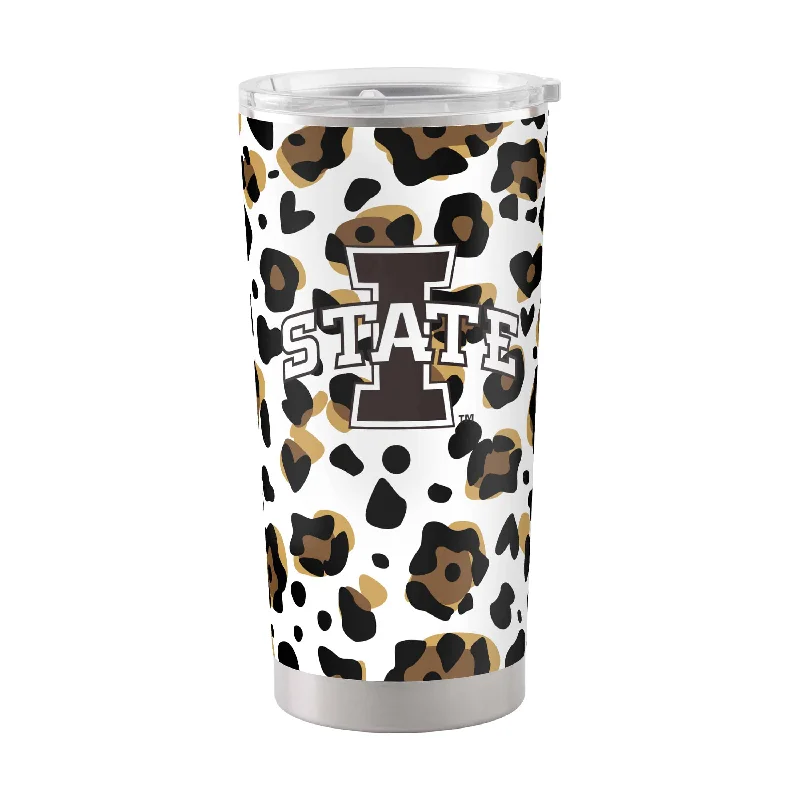 Custom Team Mugs For Holiday Promotions-Iowa State 20oz Leopard Stainless Steel Tumbler