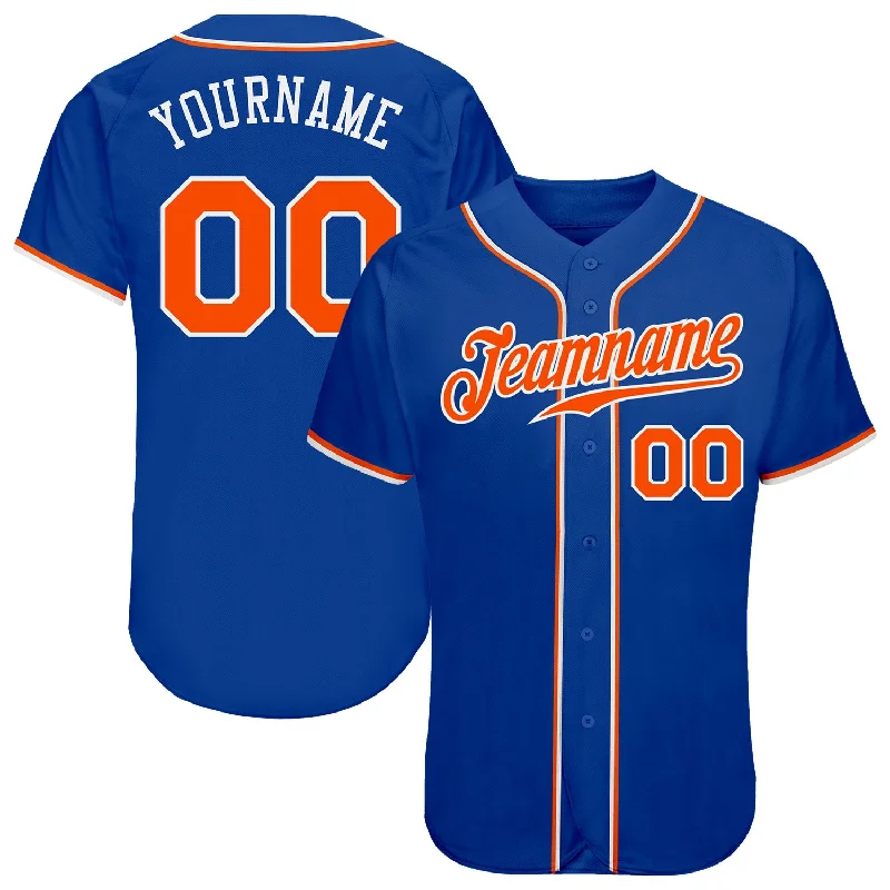 Custom Baseball Jerseys With Names & Designs-Custom Royal Orange-White Authentic Baseball Jersey