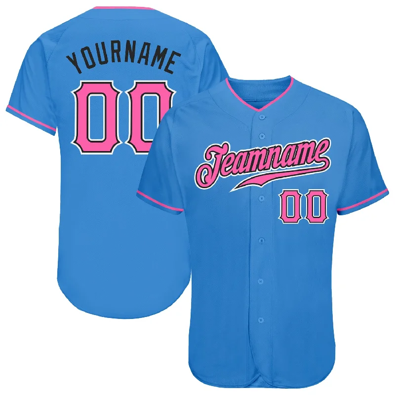 Personalized Baseball Jerseys For Groups-Custom Powder Blue Pink-Black Authentic Baseball Jersey