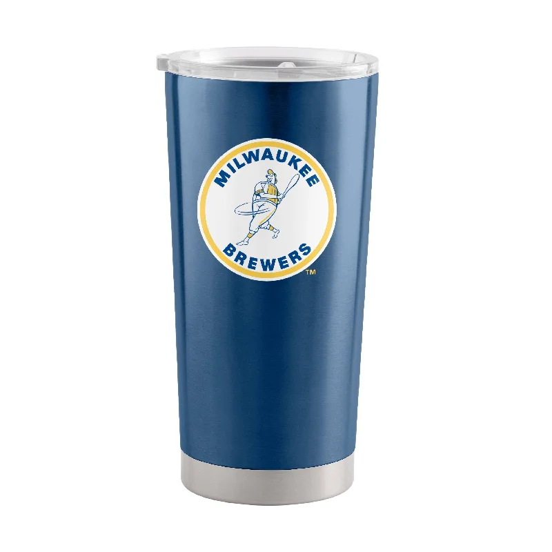 Custom Team Mugs For Fundraisers-Milwaukee Brewers 20oz Retro Stainless Steel Tumbler