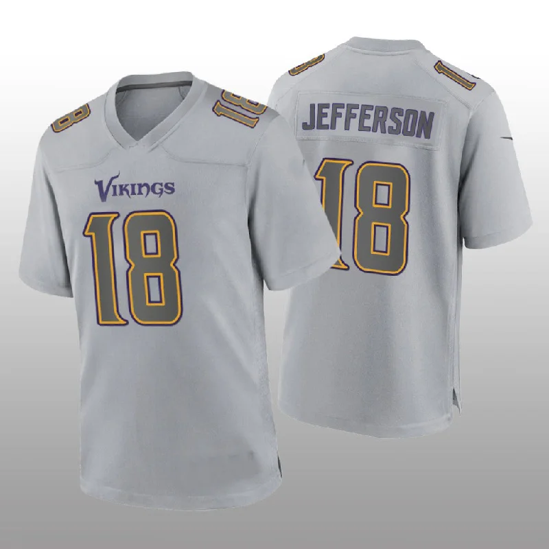 Personalized Rugby Jerseys For Gifts-MN.Vikings #18 Justin Jefferson Gray Atmosphere Fashion Game Jersey Stitched American Football Jerseys