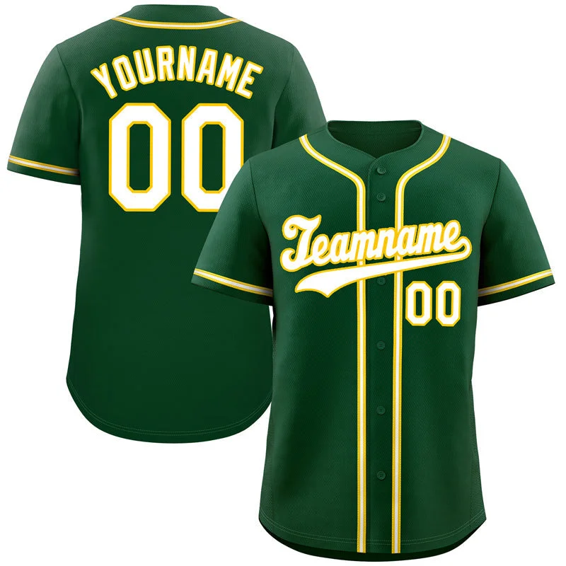 Baseball Jerseys With Team Mascots & Logos-Custom Green White-Old Gold Classic Style Authentic Baseball Jersey