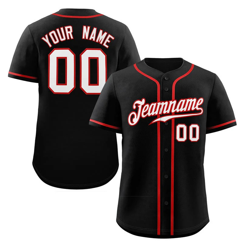 Custom Baseball Jerseys For Team Building-Custom Black White-Red Classic Style Authentic Baseball Jersey