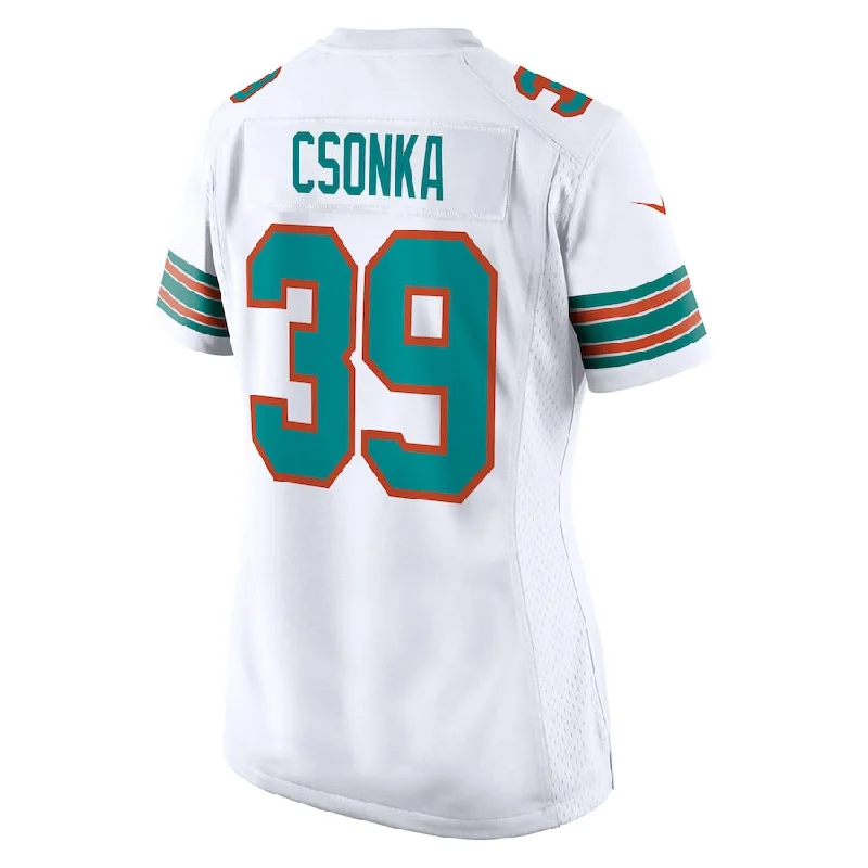 Rugby Jerseys With Unique Designs For Teams-M.Dolphins #39 Larry Csonka White Retired Player Jersey Stitched American Football Jerseys