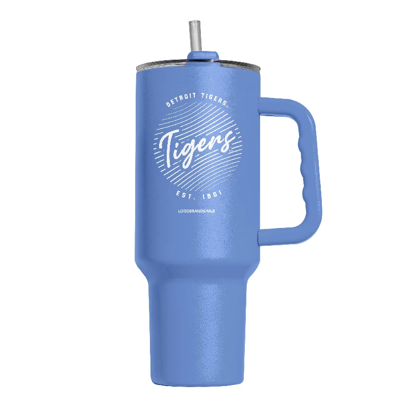 Team Mugs For Special Events-Detroit Tigers 40oz Retro Script Powder Coat Tumbler