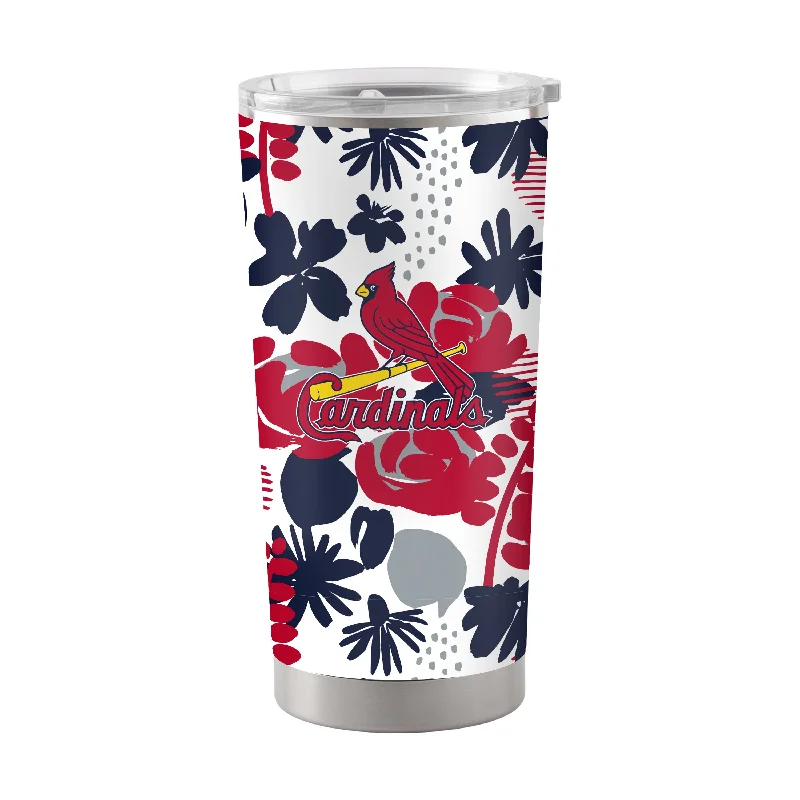 Custom Team Mugs For Corporate Marketing-St Louis Cardinals 20oz Floral Stainless Steel Tumbler