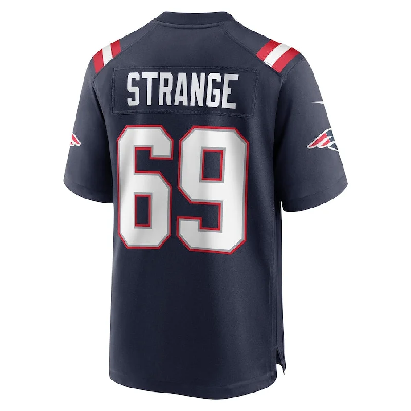 Custom Rugby Jerseys For School Teams-NE.Patriots #69 Cole Strange Navy 2022 Draft First Round Pick Game Jersey Stitched American Football Jerseys