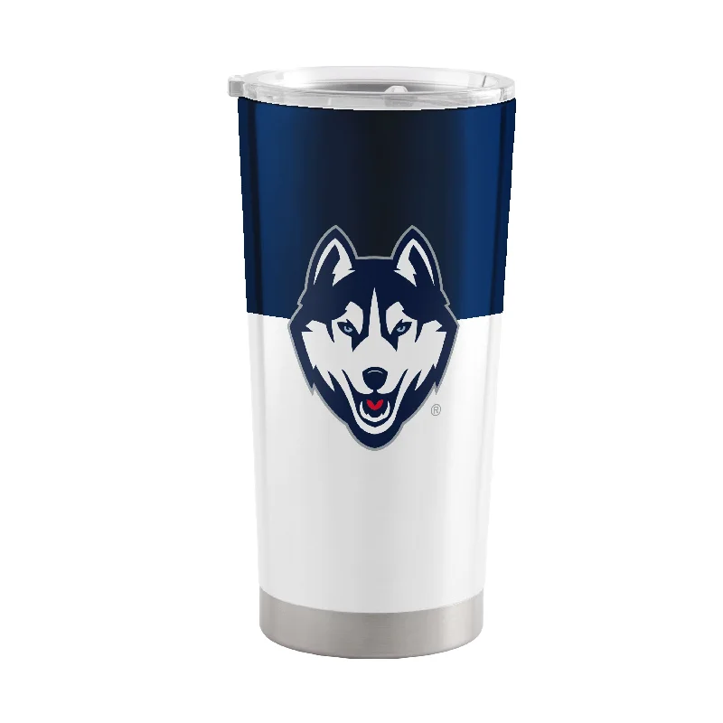 Custom Team Mugs For Fundraisers-UConn 20oz Colorblock Stainless Steel Tumbler