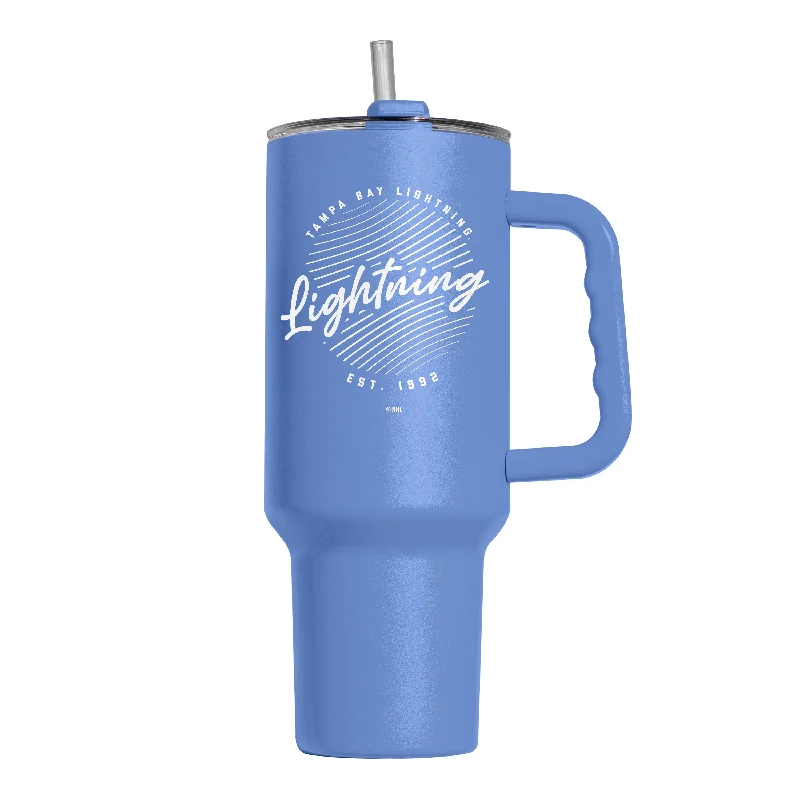 Custom Team Mugs For School Fundraisers-Tampa Bay Lightning 40oz Retro Script Powder Coat Tumbler