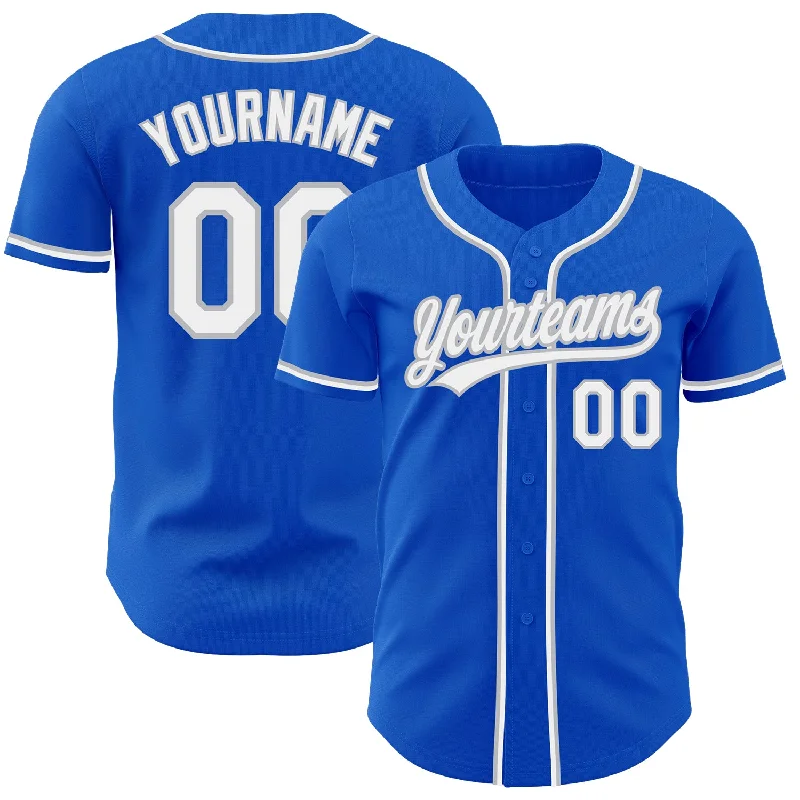 Custom Baseball Jerseys With Names & Designs-Custom Thunder Blue White-Gray Authentic Baseball Jersey