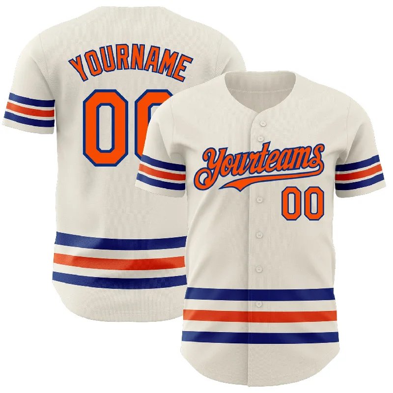 Baseball Jerseys With Custom Embroidery & Logos-Custom Cream Orange-Royal Line Authentic Baseball Jersey