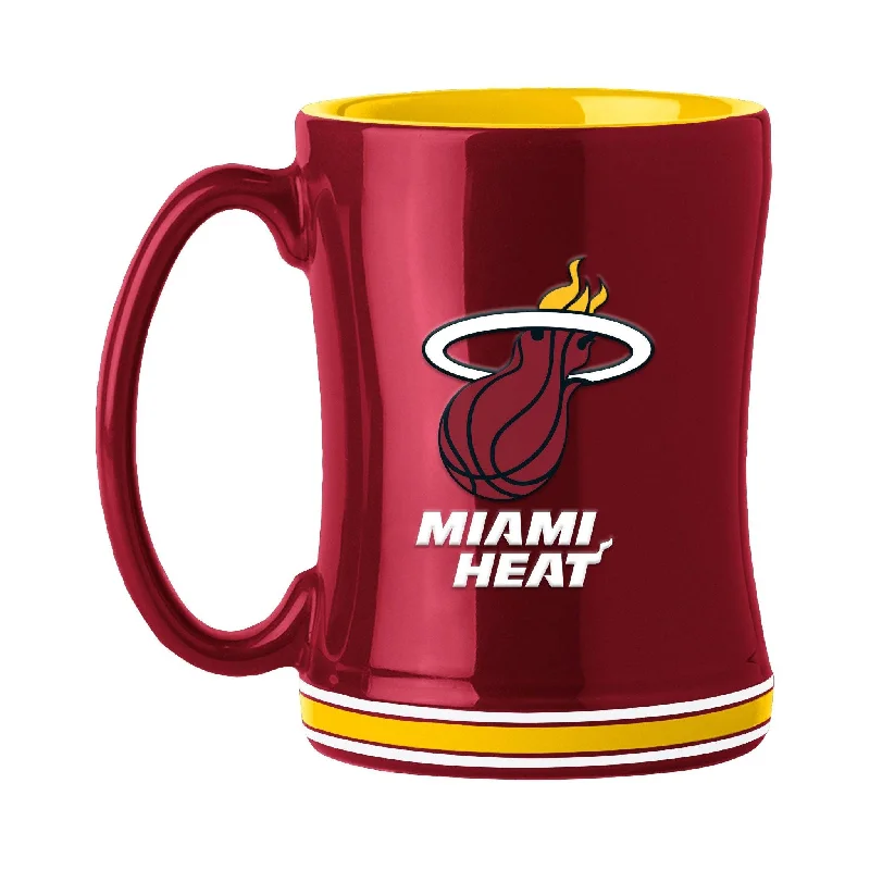 Team Mugs With Custom Graphics For Fans-Miami Heat 14oz Relief Mug