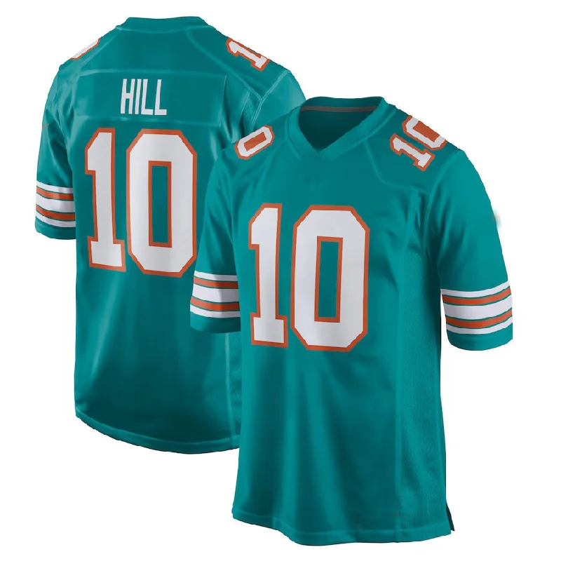 Rugby Jerseys For Promotional Events-M.Dolphins #10 Tyreek Hill  Aqua Alternate Game Jersey Stitched American Football Jerseys