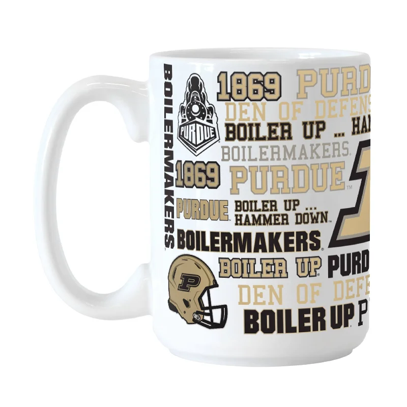 Team Mugs For Fans-Purdue 15oz Spirit Sublimated Mug