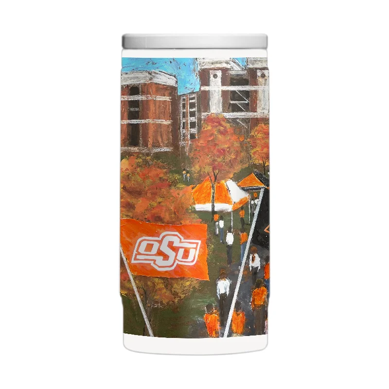 Team Mugs With Personalized Messages-Oklahoma State 12oz Collector Powder Coat Slim Can Coolie