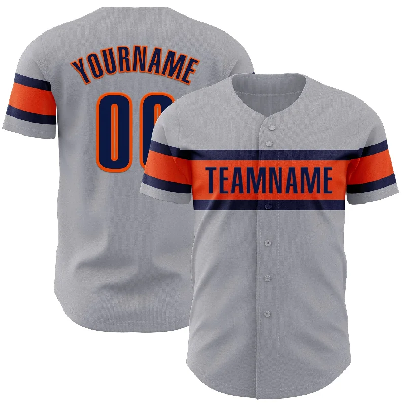 Baseball Jerseys With Custom Branding For Teams-Custom Gray Navy-Orange Authentic Baseball Jersey