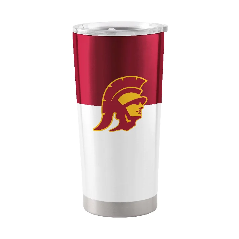 Team Mugs With Team Logo & Player Names-USC Colorblock 20oz Stainless Tumbler