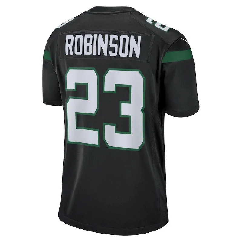 Rugby Jerseys With Customizable Neck Designs-NY.Jets #23 James Robinson Stealth Black Alternate Game Player Jersey Stitched American Football Jerseys