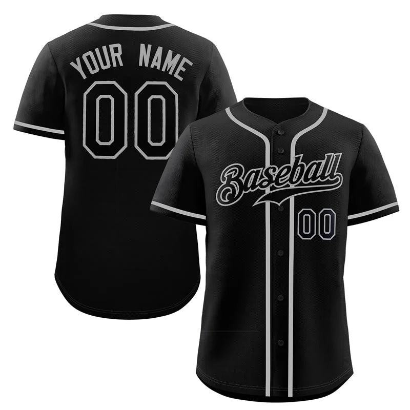 Custom Baseball Jerseys With Bold Graphics-Custom Black Gray Classic Style Authentic Baseball Jersey