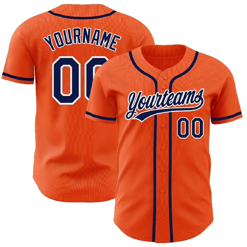 Baseball Jerseys With Personalized Player Information-Custom Orange Navy-White Authentic Baseball Jersey