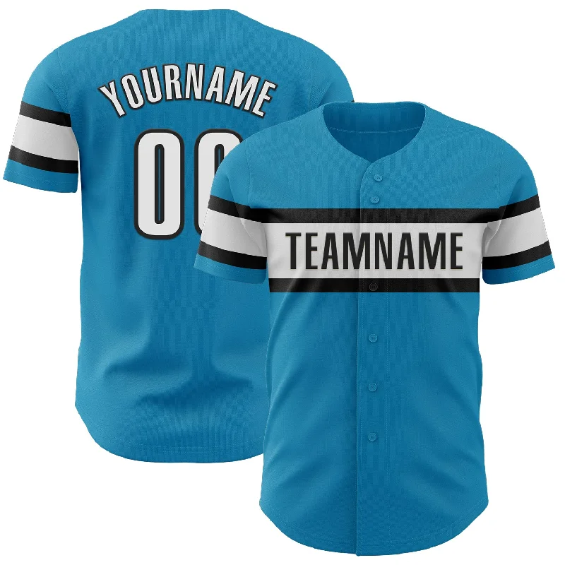 Personalized Baseball Jerseys For Off-Field Wear-Custom Panther Blue White-Black Authentic Baseball Jersey