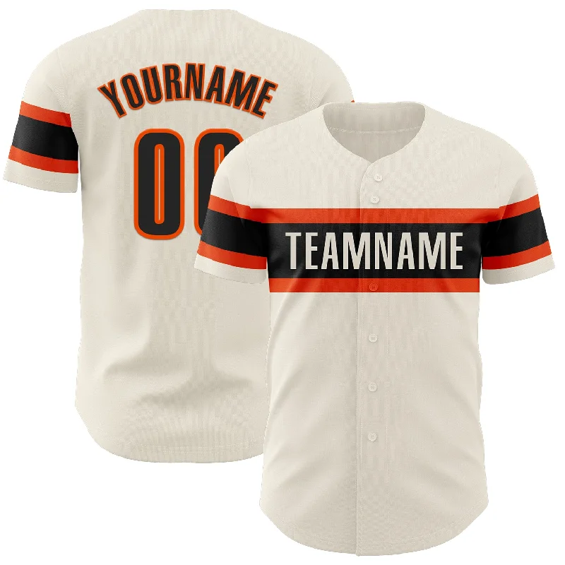 Baseball Jerseys With Custom Logos-Custom Cream Black-Orange Authentic Baseball Jersey