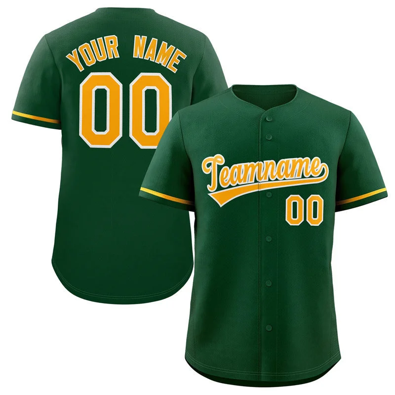 Baseball Jerseys For Fundraising Campaigns-Custom Green White-Gold Solider Classic Style Authentic Baseball Jersey