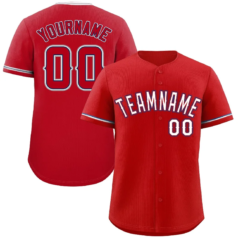 Baseball Jerseys With Custom Embroidery For Leagues-Custom Red White-Navy Bull Classic Style Authentic Baseball Jersey