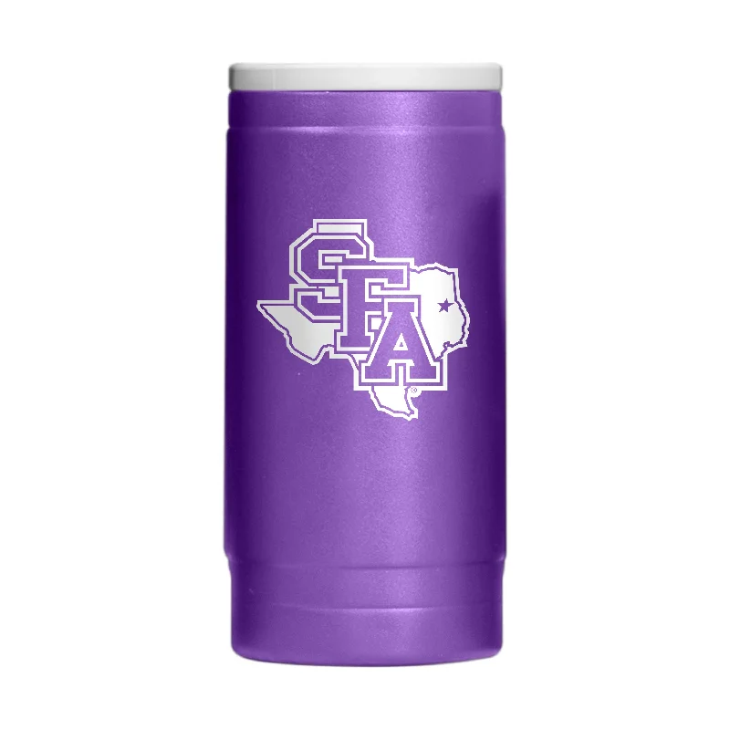 Team Mugs With Custom Design For Leagues-Stephen F Austin 12oz Flipside Powder Coat Slim Can Coolie