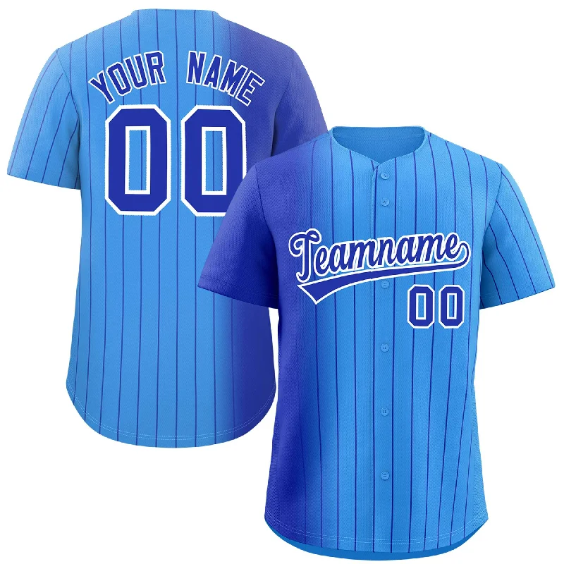 Custom Baseball Jerseys For Training Camps-Custom Powder Blue Royal Pinstripe Personalized Gradient Authentic Baseball Jersey