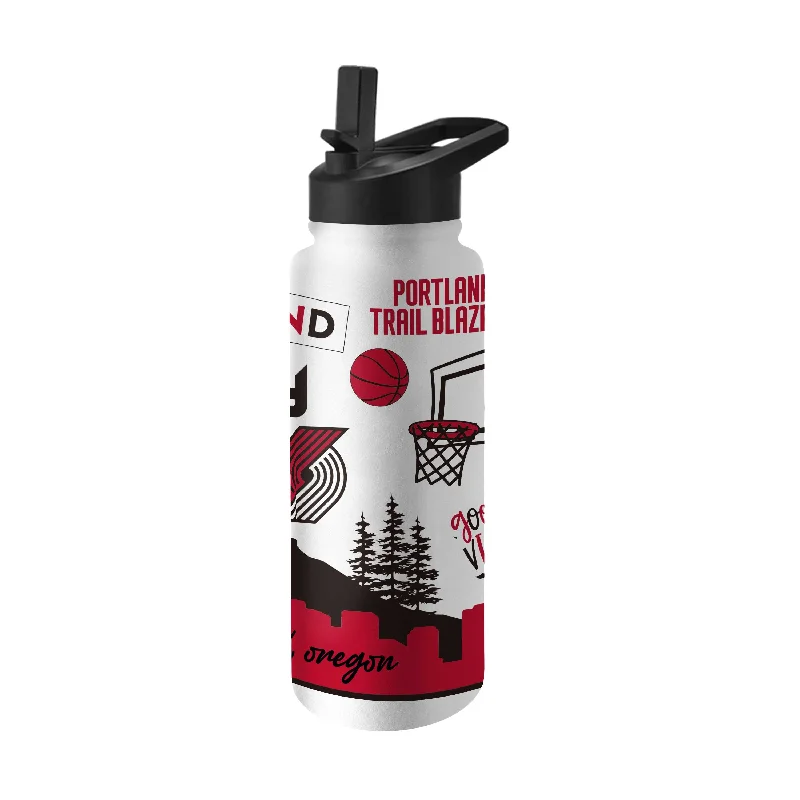 Custom Team Mugs For Employee Recognition-Portland Trailblazers 34oz Native Quencher Bottle