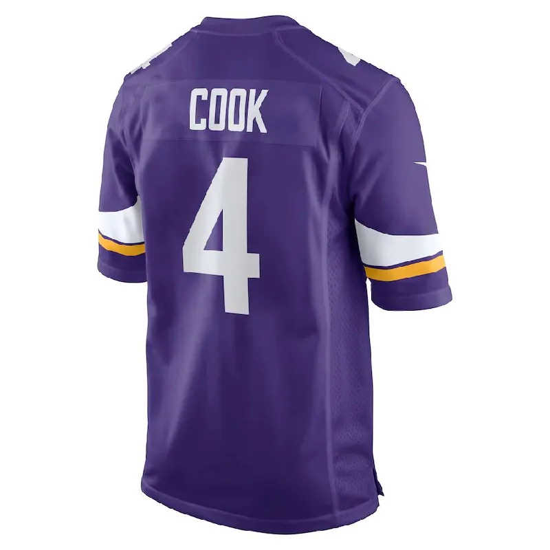 Rugby Jerseys With Customizable Team Options-MN.Vikings #4 Dalvin Cook Purple Game Jersey Stitched American Football Jerseys