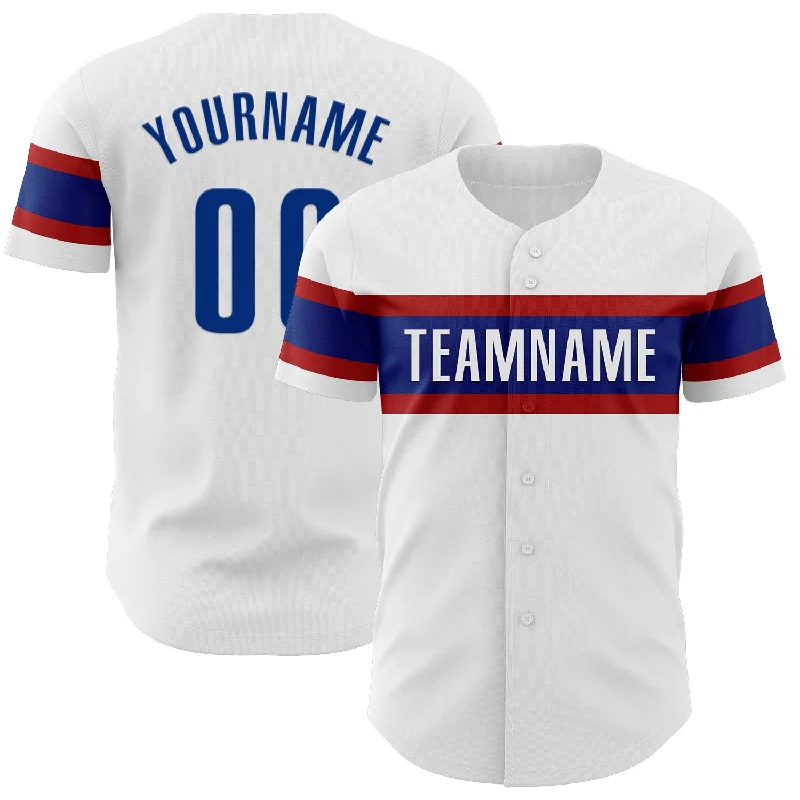 Personalized Baseball Jerseys For Group Discounts-Custom White Royal-Red Authentic Baseball Jersey