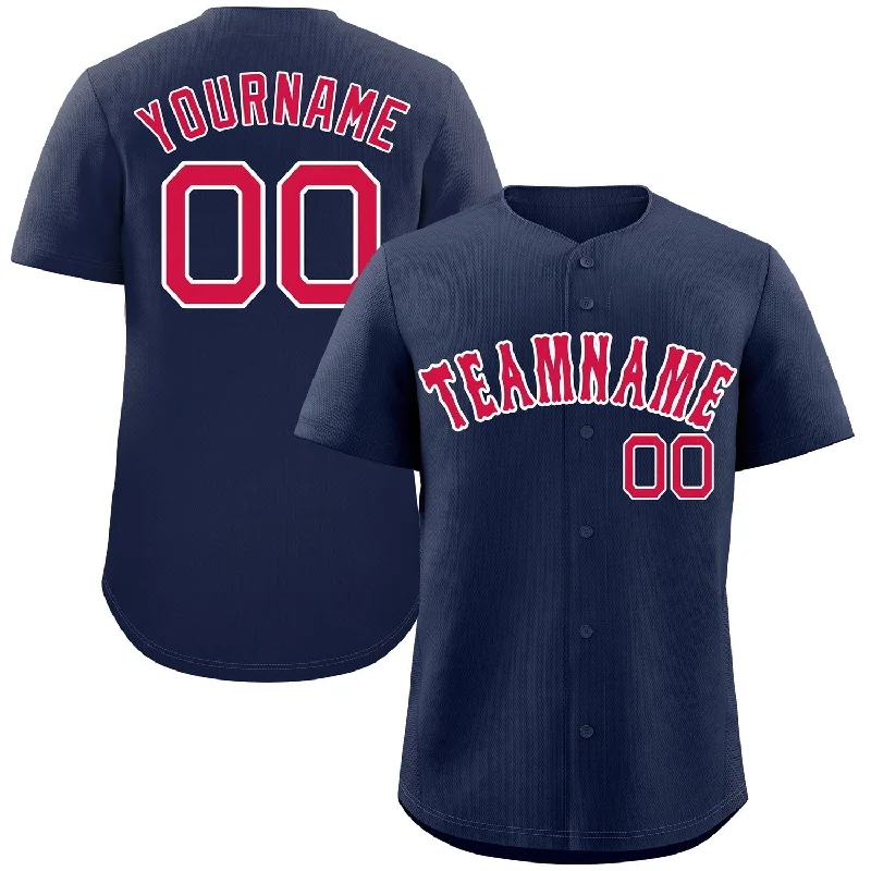 Baseball Jerseys For Community Tournaments-Custom Navy Red-White Classic Style Authentic Baseball Jersey