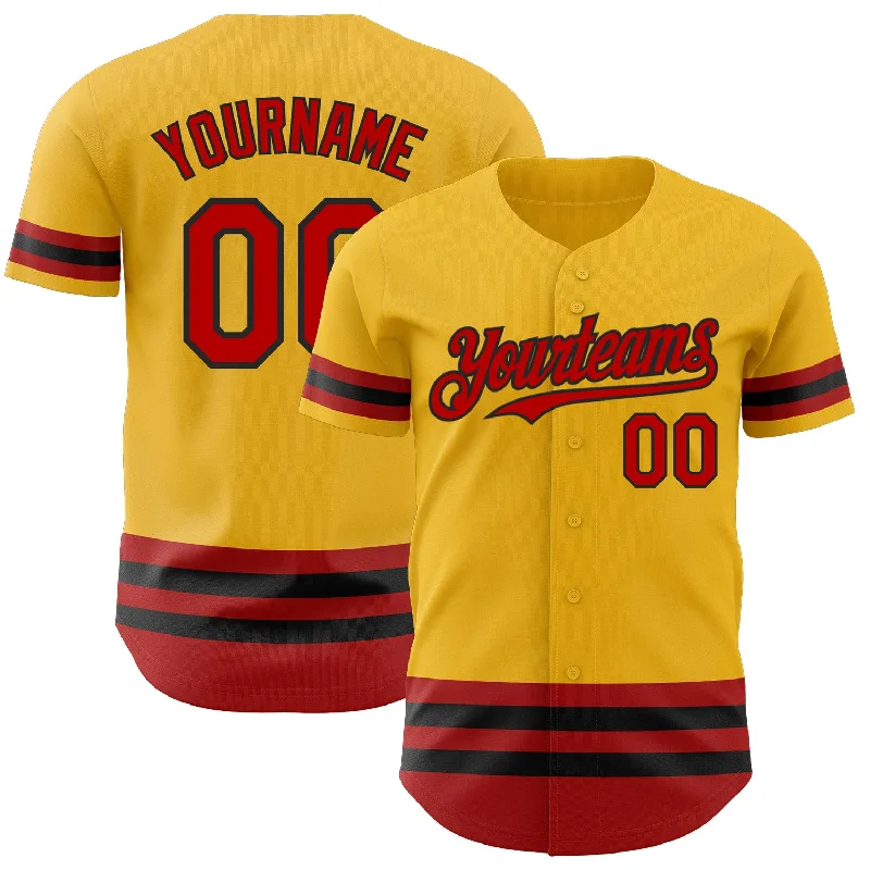 Baseball Jerseys With Custom Branding For Teams-Custom Gold Red-Black Line Authentic Baseball Jersey