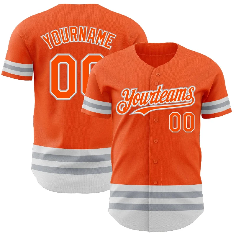 Custom Baseball Jerseys For Event Promotion-Custom Orange White-Gray Line Authentic Baseball Jersey