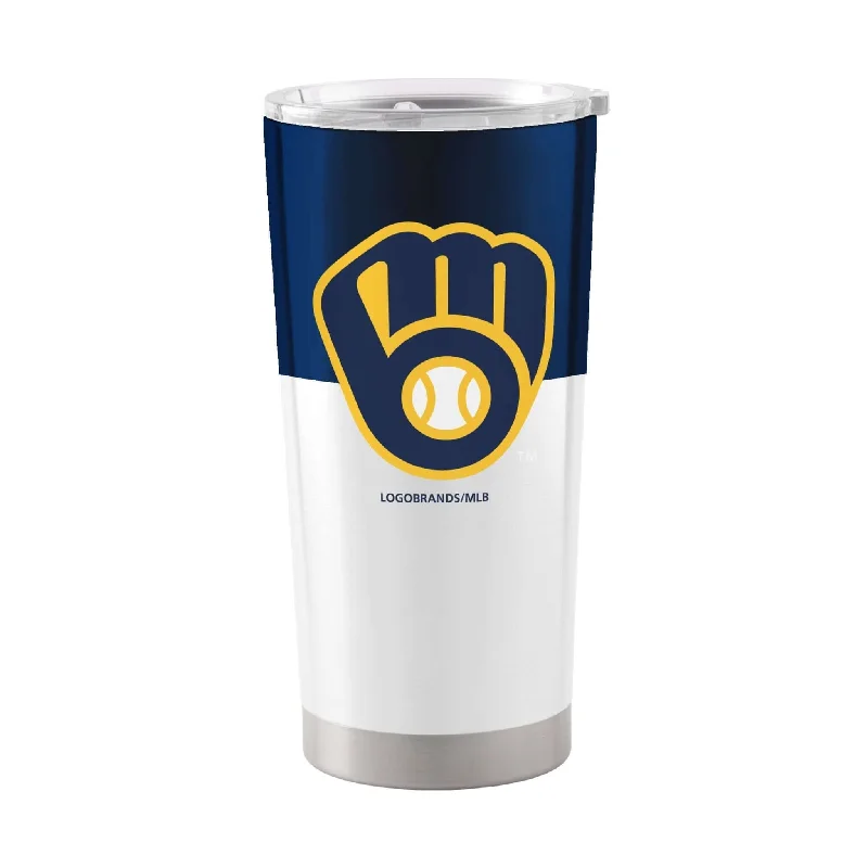 Personalized Team Mugs For Community Events-Milwaukee Brewers 20oz Colorblock Stainless Tumbler