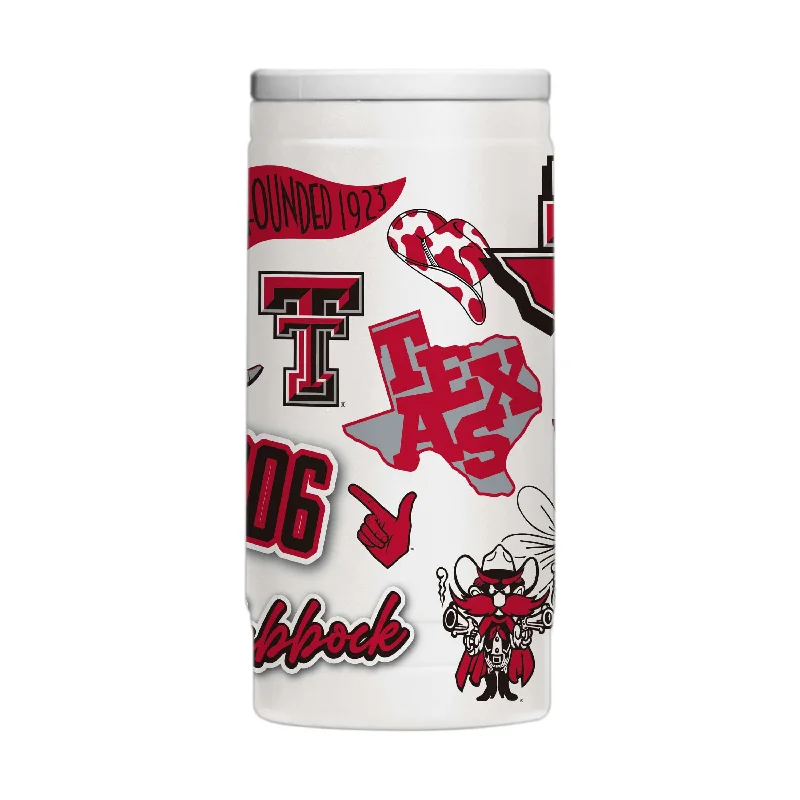 Team Mugs With Custom Team Spirit Designs-Texas Tech 12oz Native Powder Coat Slim Can Coolie