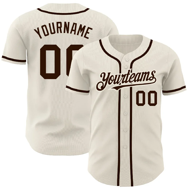 Personalized Baseball Jerseys For Player Gifts-Custom Cream Brown Authentic Baseball Jersey