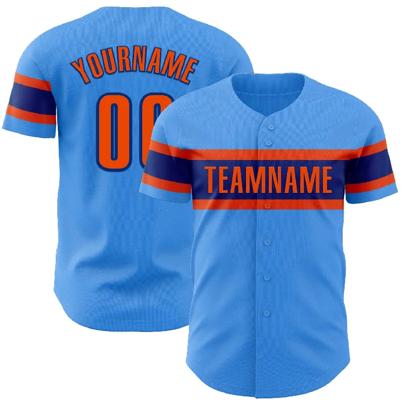 Baseball Jerseys For Youth & Amateur Leagues-Custom Electric Blue Orange-Royal Authentic Baseball Jersey